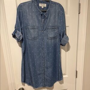 Anthropologie Cloth & Stone Distressed Denim Top